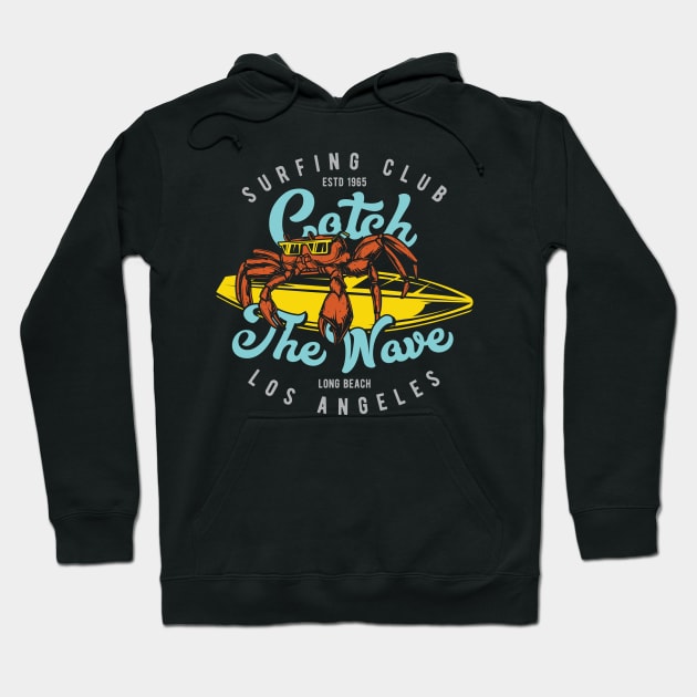 Surfing club catch the wave Hoodie by Design by Nara